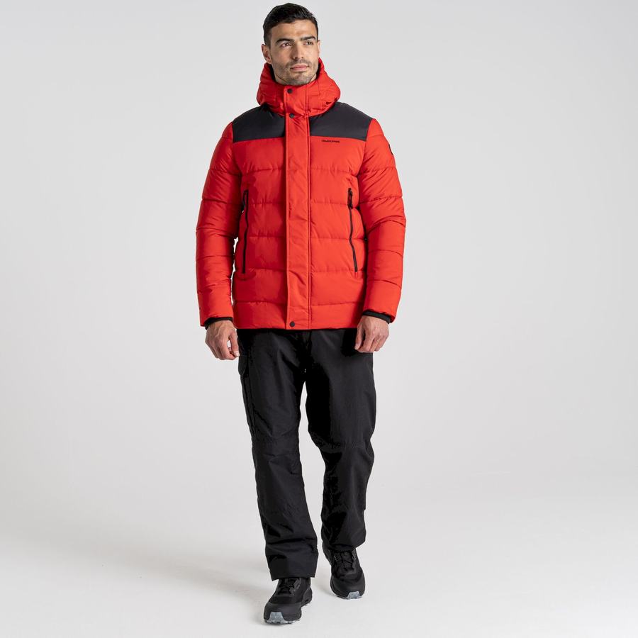 Men's Craghoppers Sutherland Insulated Hooded Jackets Red Black | XFR8584CB