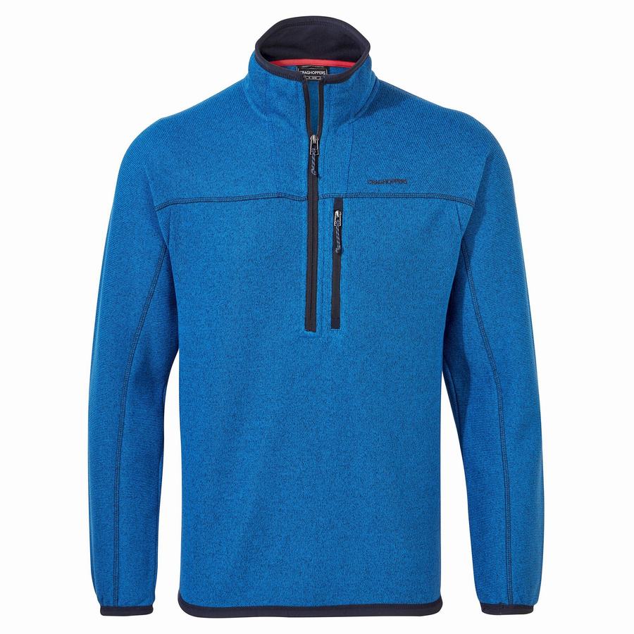 Men's Craghoppers Torney Half Zip Sweaters Blue | ELB2087PW