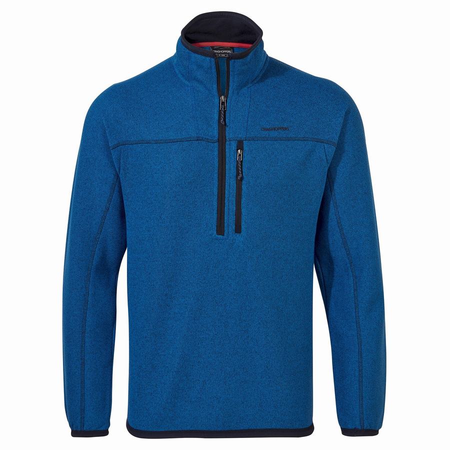 Men\'s Craghoppers Torney Half Zip Sweaters Blue | ELB2087PW