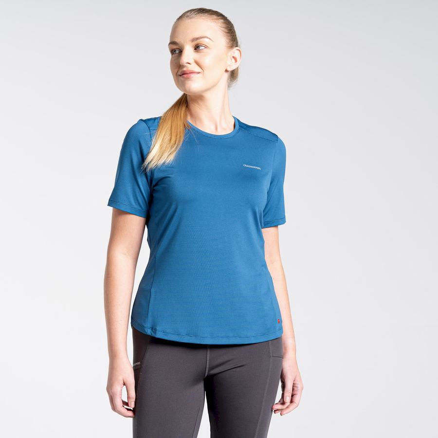 Women's Craghoppers Aliso Short Sleeved T-Shirts Blue | TEY7798DR