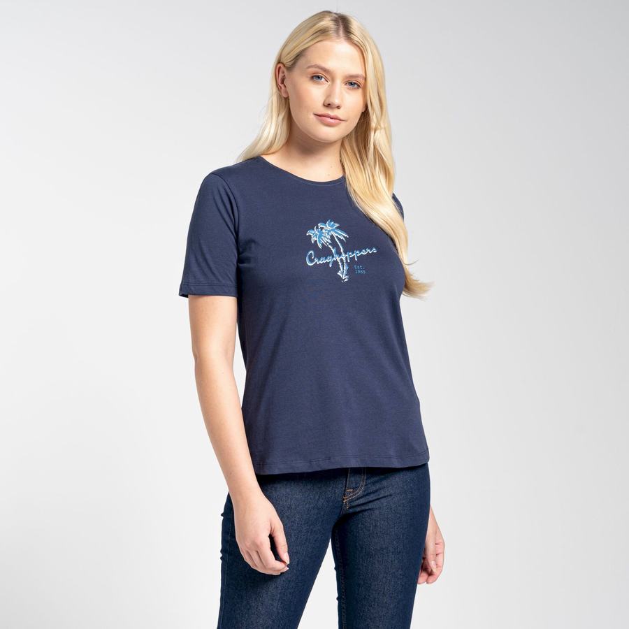 Women's Craghoppers Ally Short Sleeved T-Shirts Blue Navy | NRX3973JX