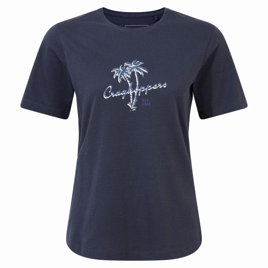 Women's Craghoppers Ally Short Sleeved T-Shirts Blue Navy | NRX3973JX