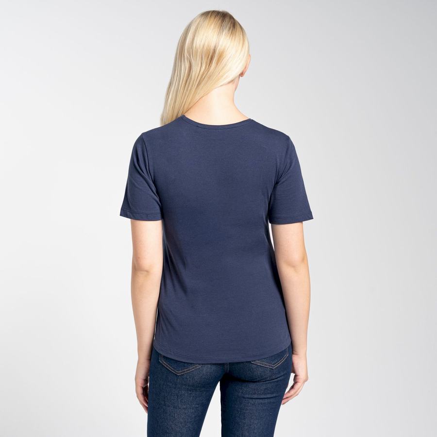 Women's Craghoppers Ally Short Sleeved T-Shirts Blue Navy | NRX3973JX