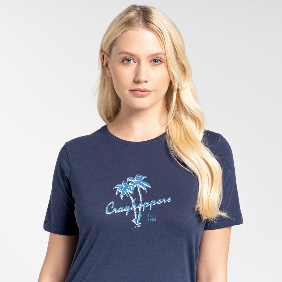 Women's Craghoppers Ally Short Sleeved T-Shirts Blue Navy | NRX3973JX