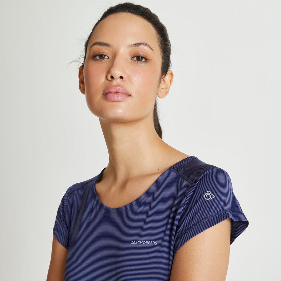 Women's Craghoppers Atmos Short Sleeved T-Shirts Blue Navy | ZTB9648XM