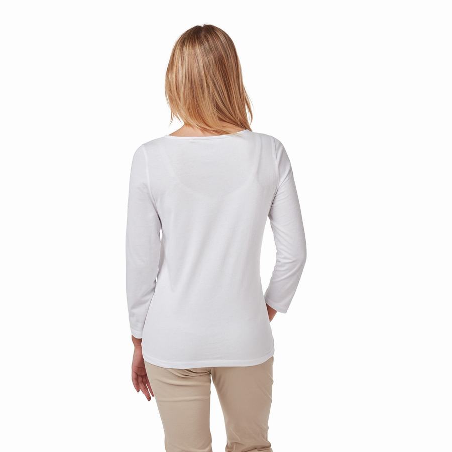 Women's Craghoppers Blanca 3/4 Sleeved Top T-Shirts White | TPF3894YU