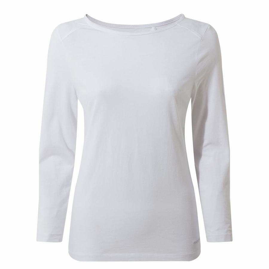 Women's Craghoppers Blanca 3/4 Sleeved Top T-Shirts White | TPF3894YU