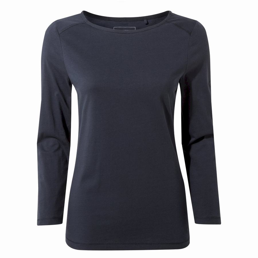 Women's Craghoppers Blanca 3/4 Sleeved Top T-Shirts Blue Navy | ZBF3925RA