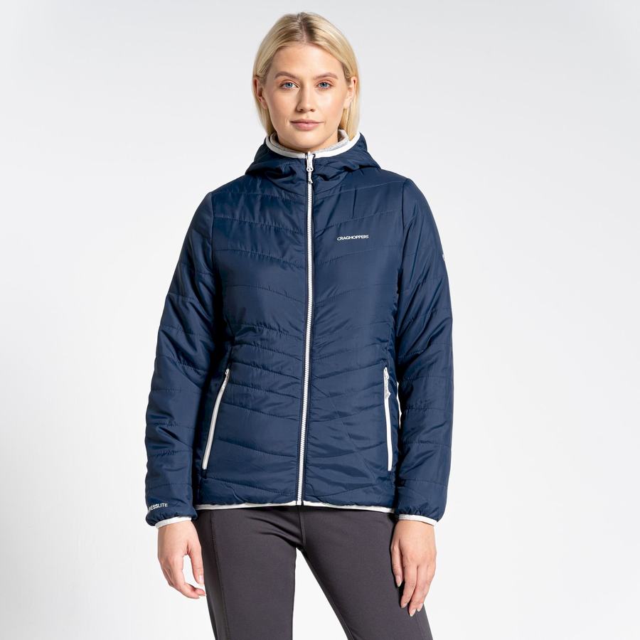 Women's Craghoppers Compresslite VI Hooded Jackets Blue Navy | VTN167OD