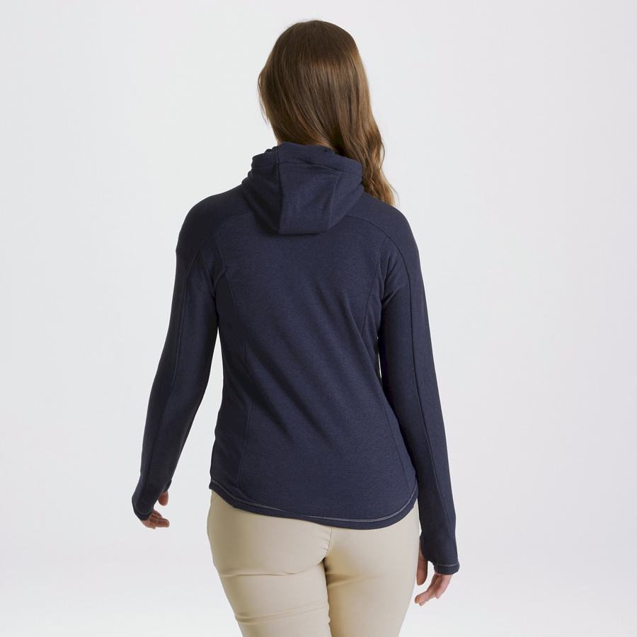 Women's Craghoppers Dynamic Hooded Half Zip T-Shirts Blue Navy | EFR9590TD