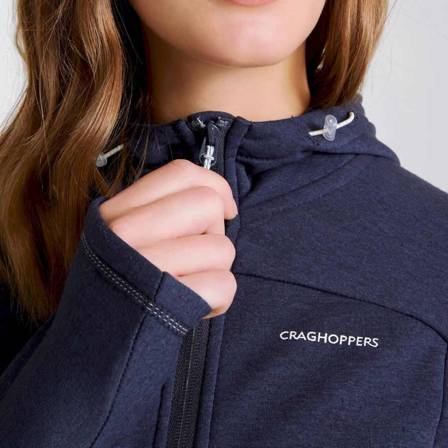 Women's Craghoppers Dynamic Hooded Half Zip T-Shirts Blue Navy | EFR9590TD