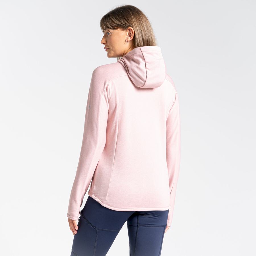 Women's Craghoppers Dynamic Hooded Half Zip Top T-Shirts Pink | VXS9021UO