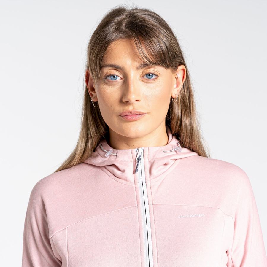 Women's Craghoppers Dynamic Hooded Half Zip Top T-Shirts Pink | VXS9021UO