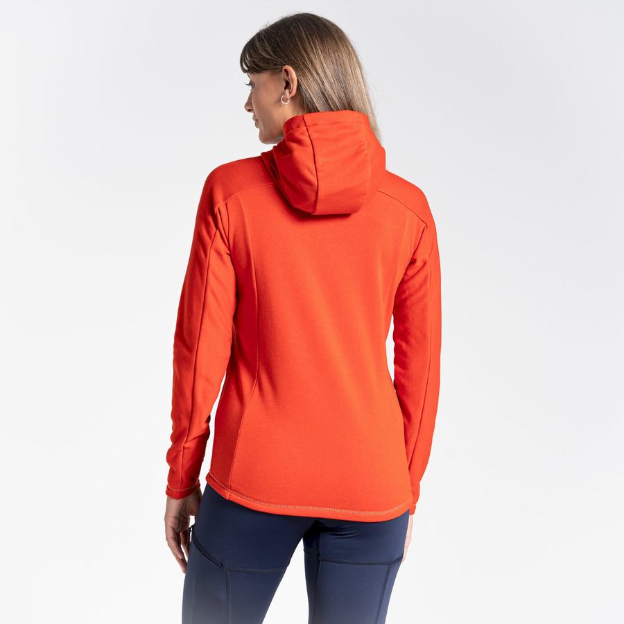 Women's Craghoppers Dynamic Hooded Half Zip Top T-Shirts Orange | WFI4833HN