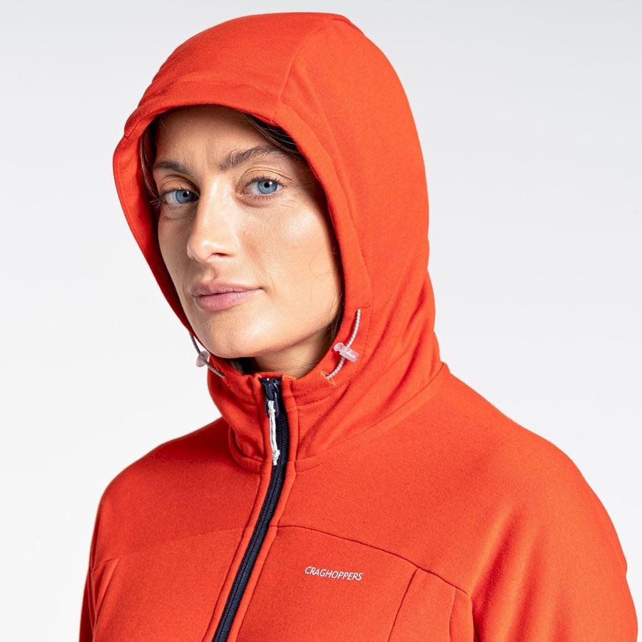 Women's Craghoppers Dynamic Hooded Half Zip Top T-Shirts Orange | WFI4833HN