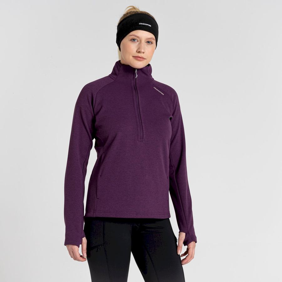 Women's Craghoppers Dynamic Pro Half Zip Sweaters Deep Purple | UOF991FR