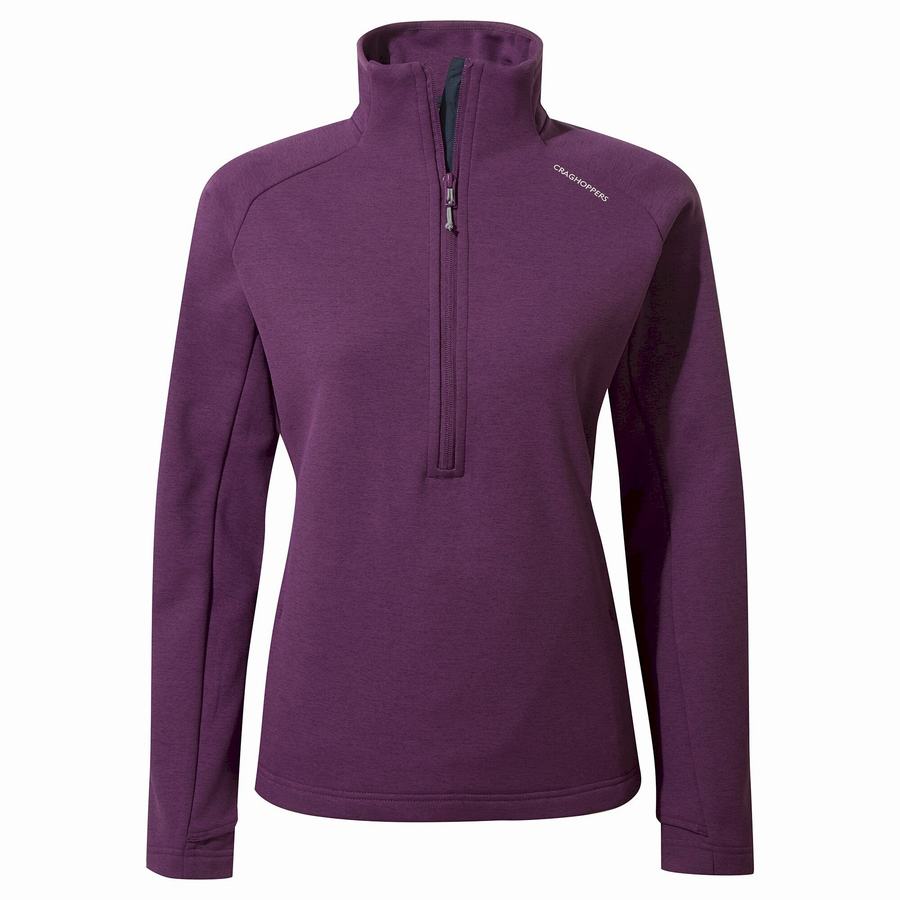 Women's Craghoppers Dynamic Pro Half Zip Sweaters Deep Purple | UOF991FR