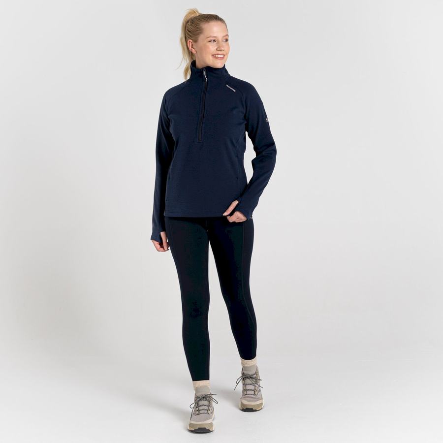 Women's Craghoppers Dynamic Pro Half Zip Sweaters Blue Navy | WXA975HZ