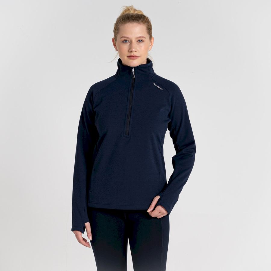 Women's Craghoppers Dynamic Pro Half Zip Sweaters Blue Navy | WXA975HZ