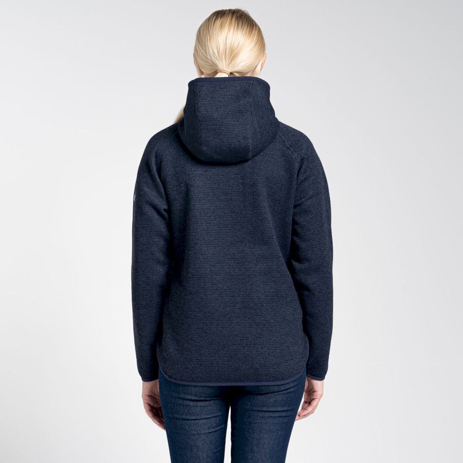 Women's Craghoppers Elena Hooded Half Zip Sweaters Blue Navy | INL442ZF