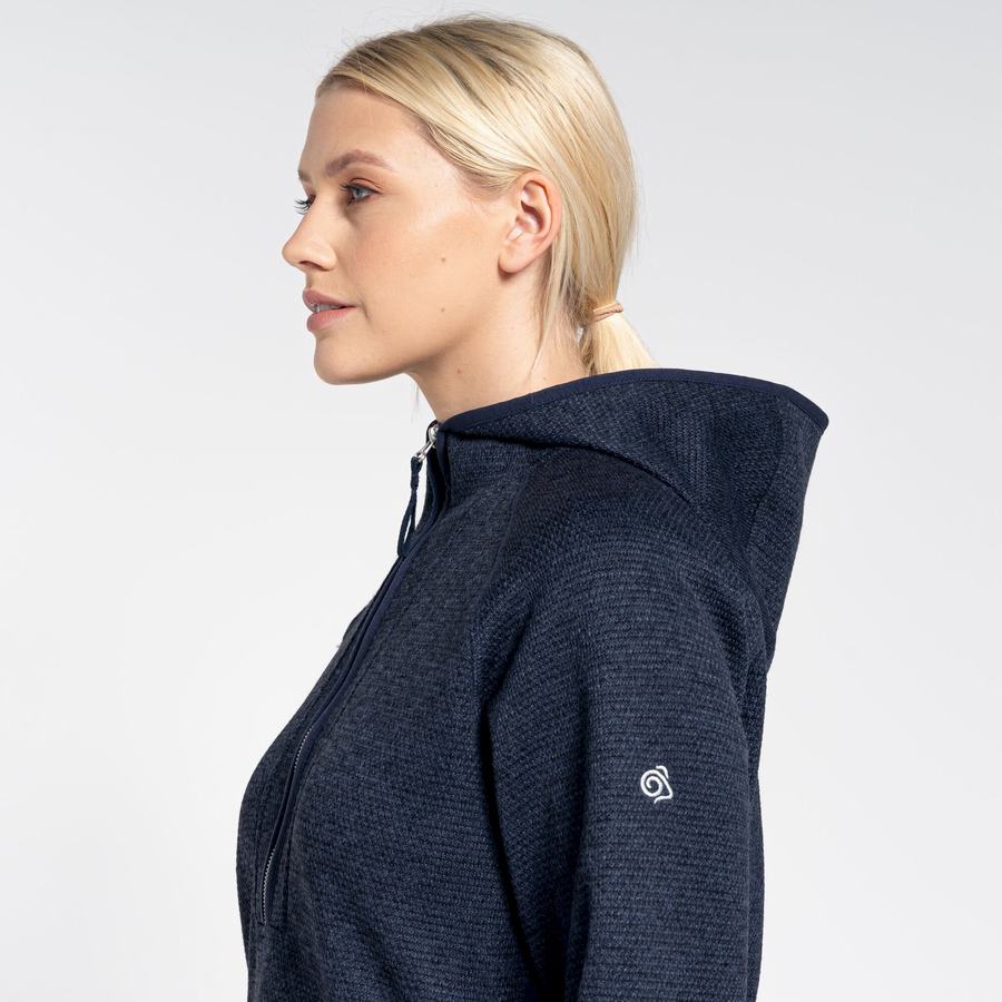 Women's Craghoppers Elena Hooded Half Zip Sweaters Blue Navy | INL442ZF