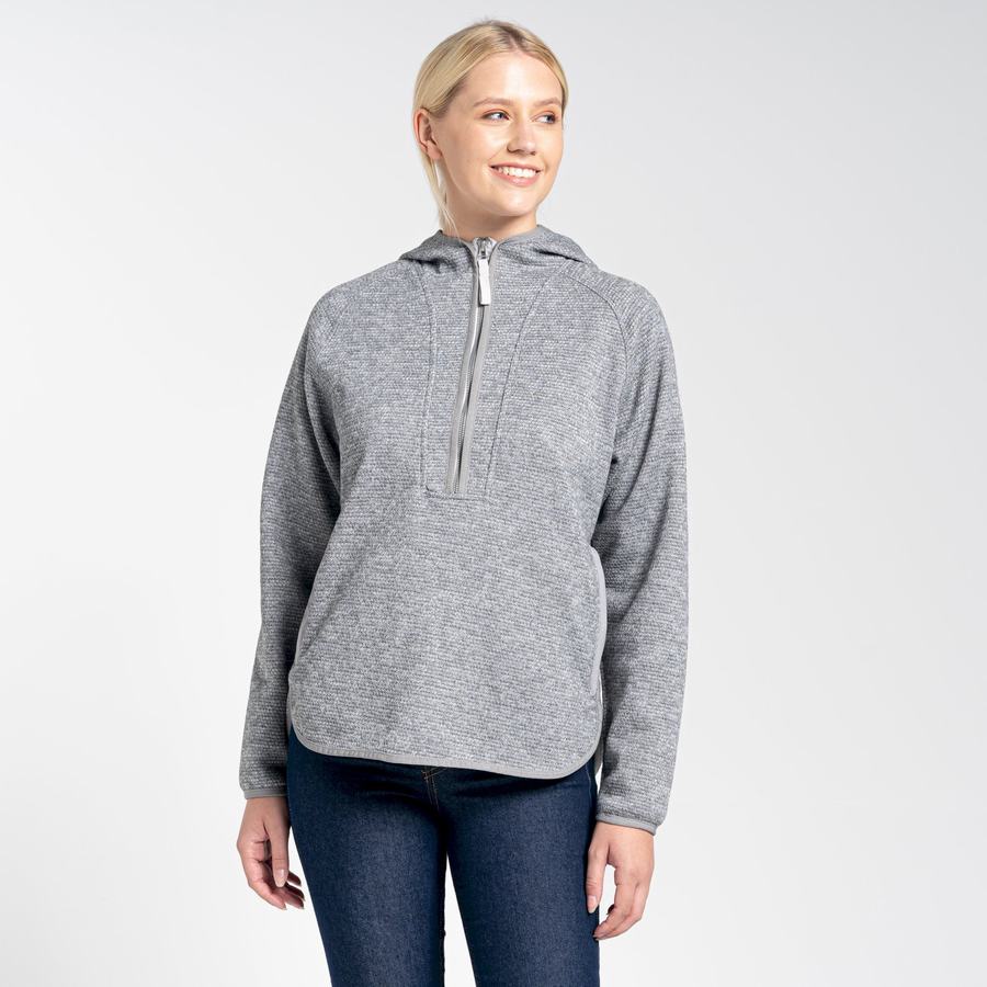 Women's Craghoppers Elena Hooded Half Zip Sweaters Grey | OYY5651MO