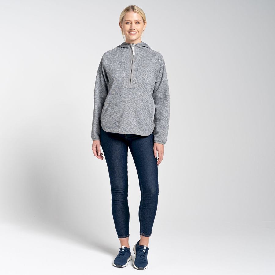 Women's Craghoppers Elena Hooded Half Zip Sweaters Grey | OYY5651MO