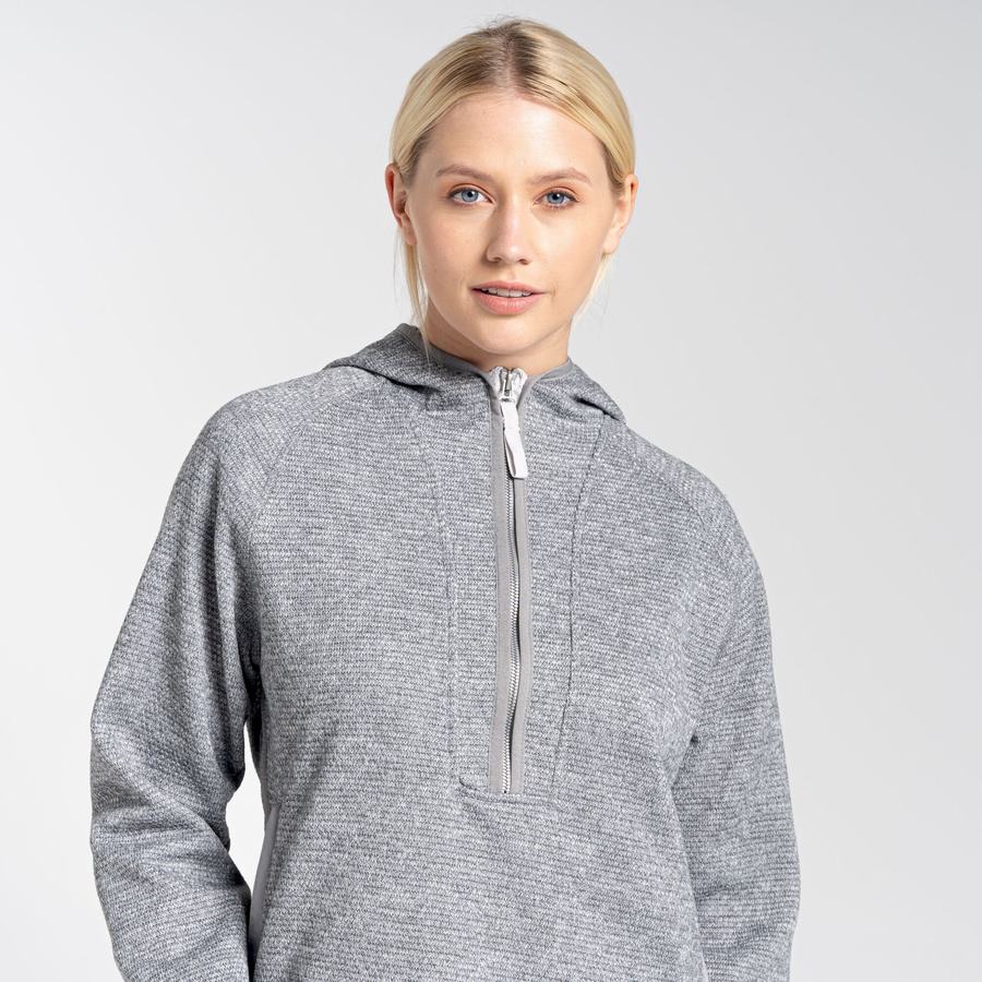 Women's Craghoppers Elena Hooded Half Zip Sweaters Grey | OYY5651MO