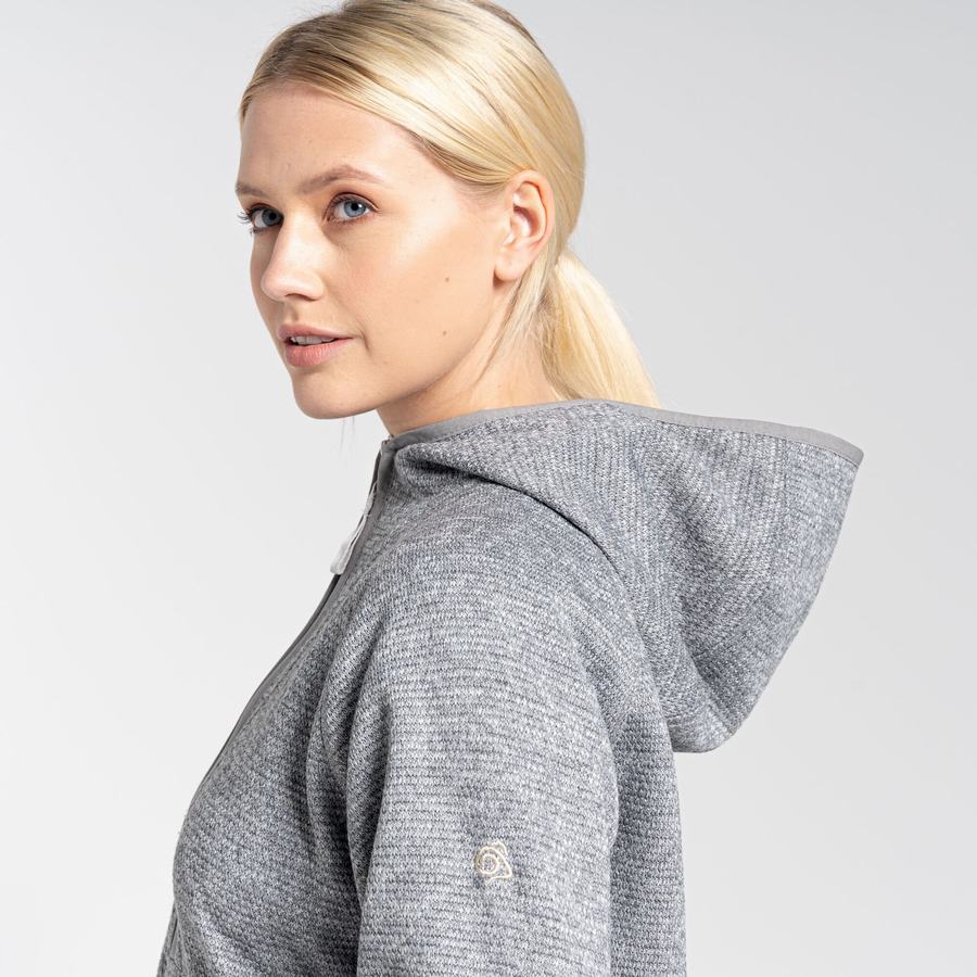 Women's Craghoppers Elena Hooded Half Zip Sweaters Grey | OYY5651MO