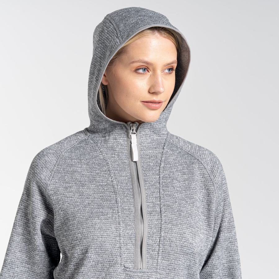 Women's Craghoppers Elena Hooded Half Zip Sweaters Grey | OYY5651MO