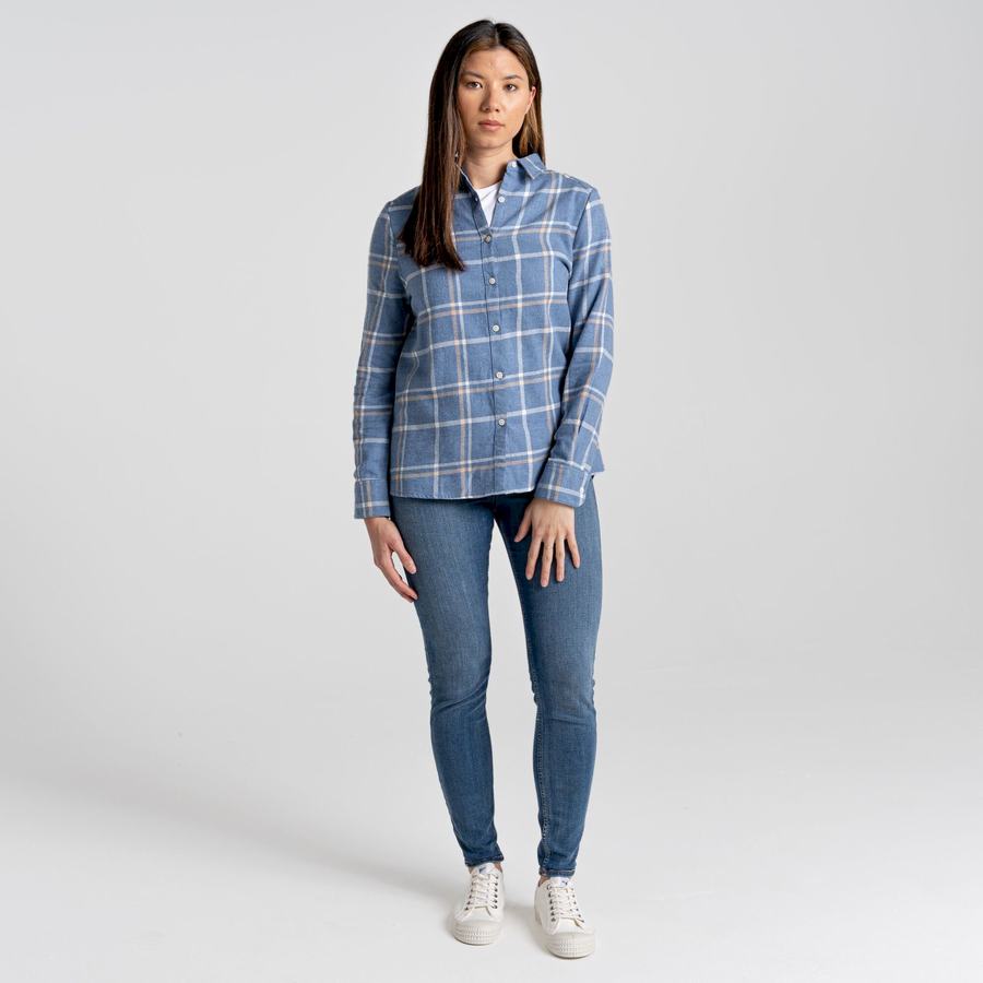 Women's Craghoppers Emie Long Sleeved Shirts Blue | EJH6999WP