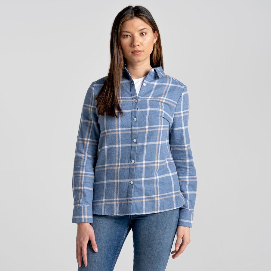 Women's Craghoppers Emie Long Sleeved Shirts Blue | EJH6999WP