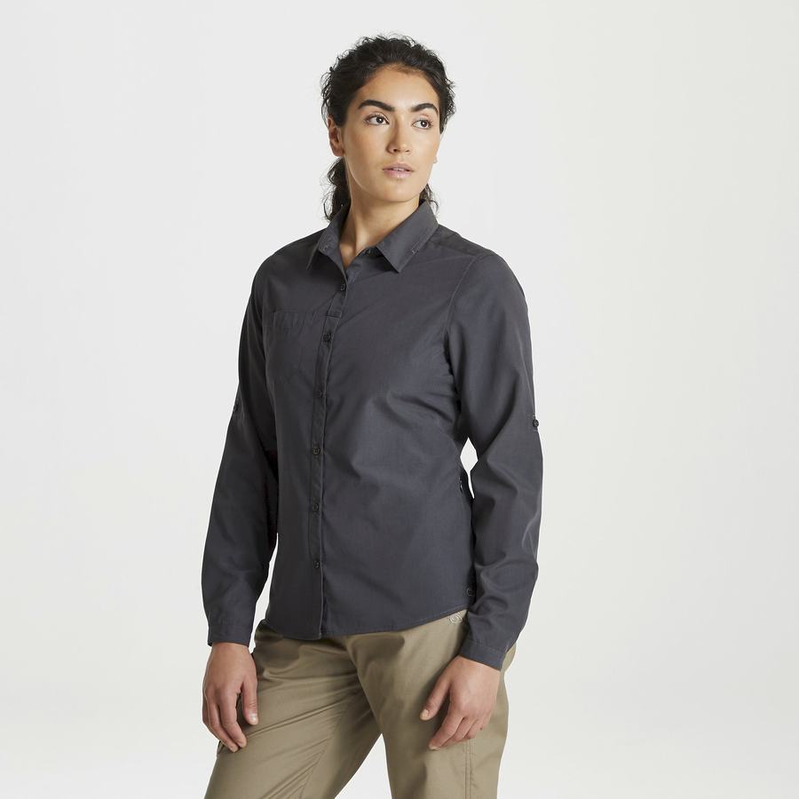 Women's Craghoppers Expert Kiwi Long Sleeved Shirts Dark Grey | ATT697AF