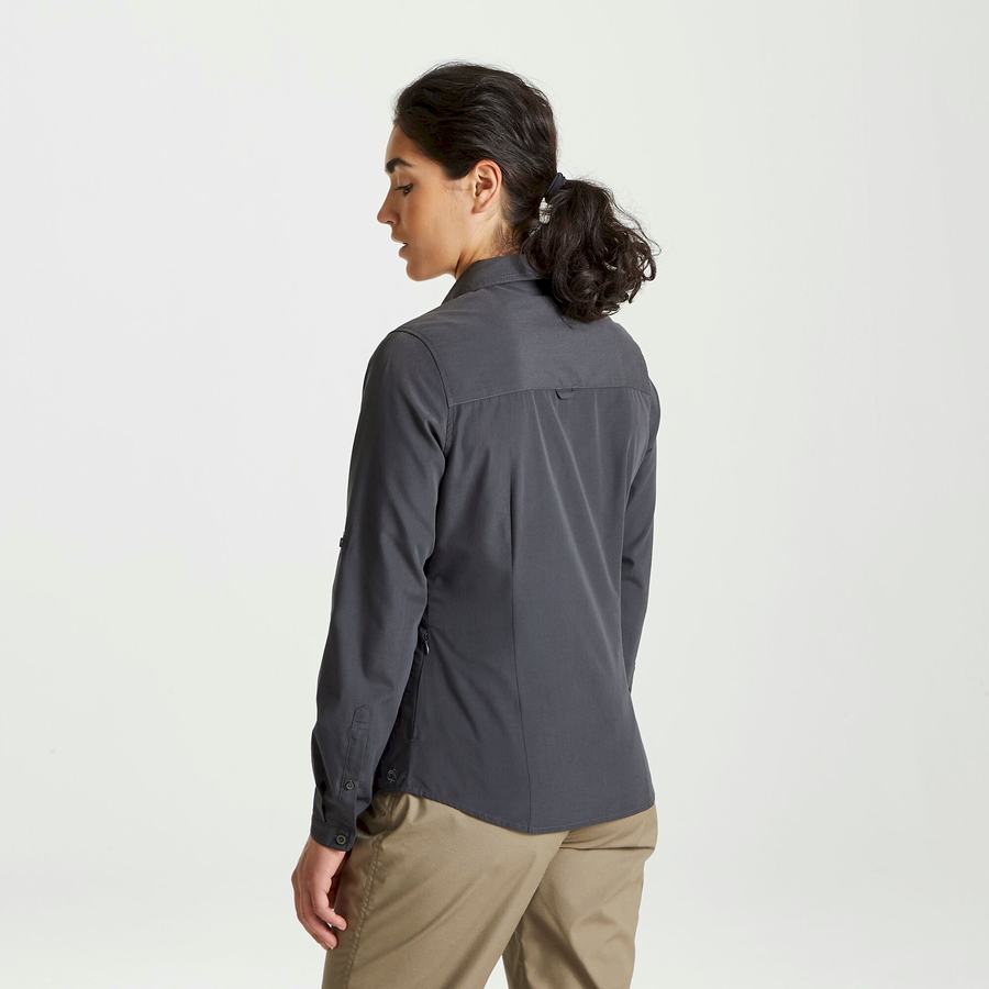 Women's Craghoppers Expert Kiwi Long Sleeved Shirts Dark Grey | ATT697AF