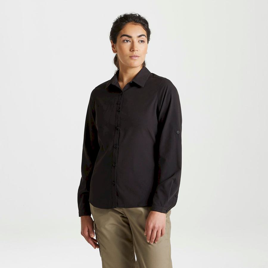 Women's Craghoppers Expert Kiwi Long Sleeved Shirts Black | VTZ617IM