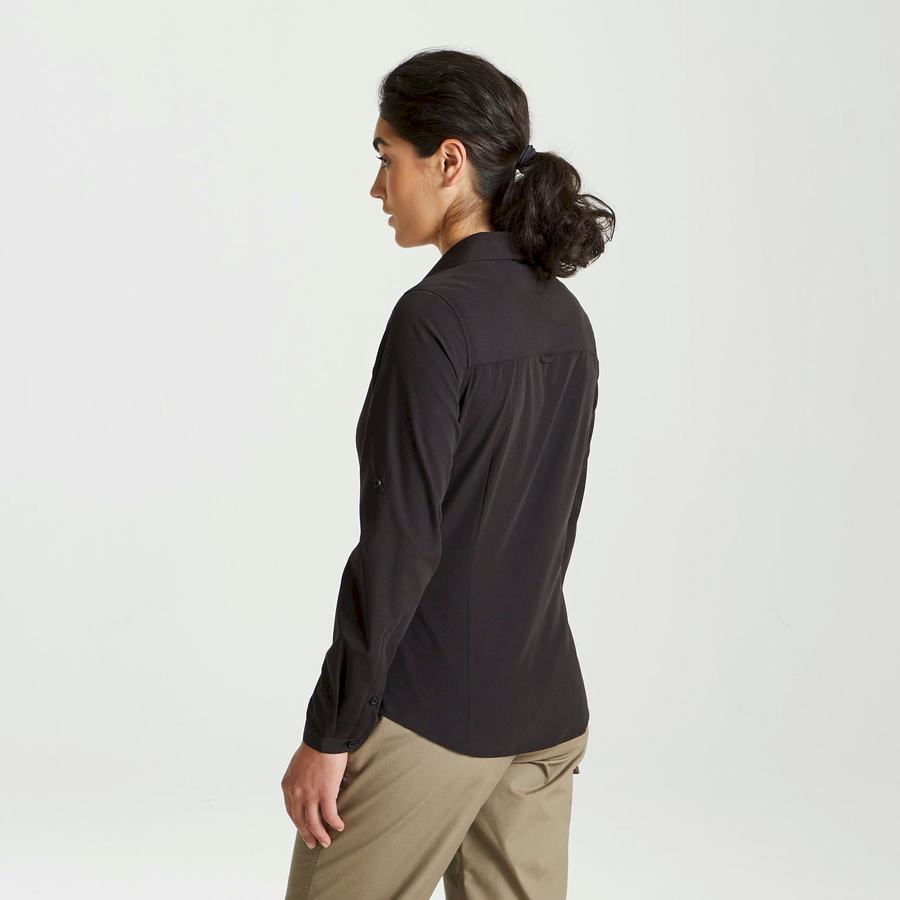 Women's Craghoppers Expert Kiwi Long Sleeved Shirts Black | VTZ617IM