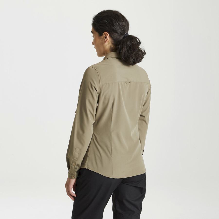 Women's Craghoppers Expert Kiwi Long Sleeved Shirts Khaki | YPE5559RN