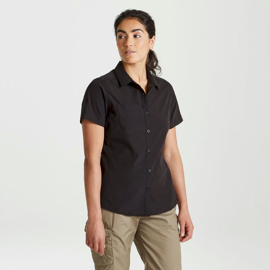 Women's Craghoppers Expert Kiwi Short Sleeved Shirts Black | KQO3618EU