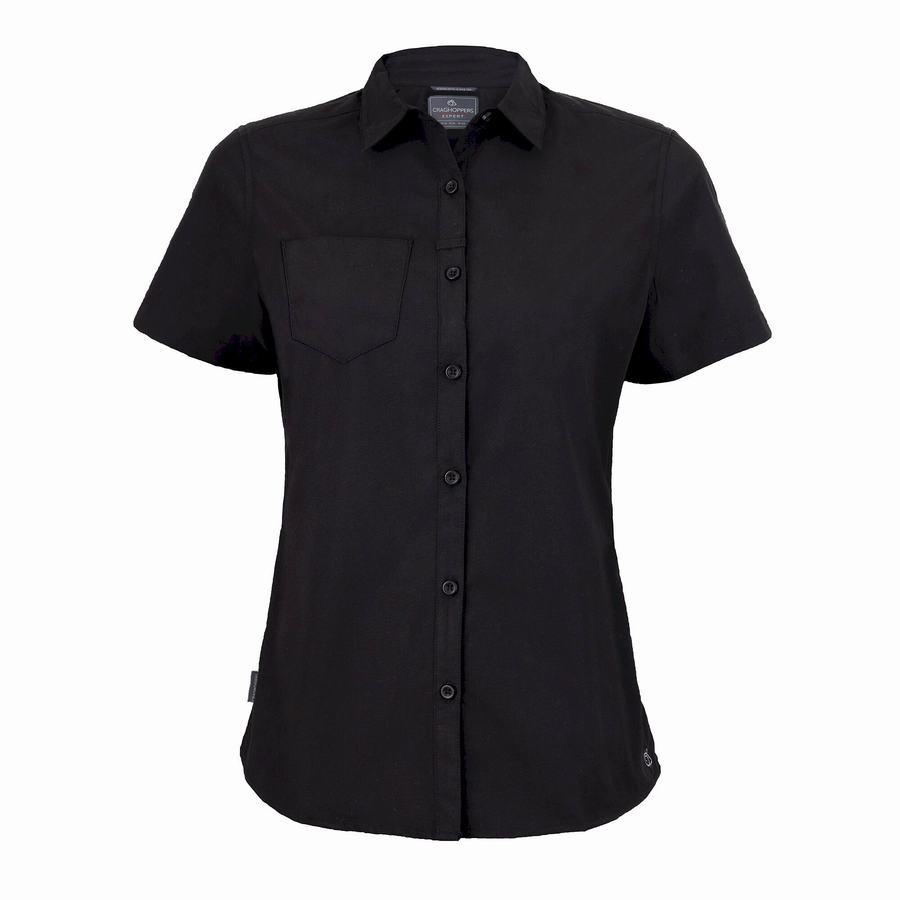 Women's Craghoppers Expert Kiwi Short Sleeved Shirts Black | KQO3618EU