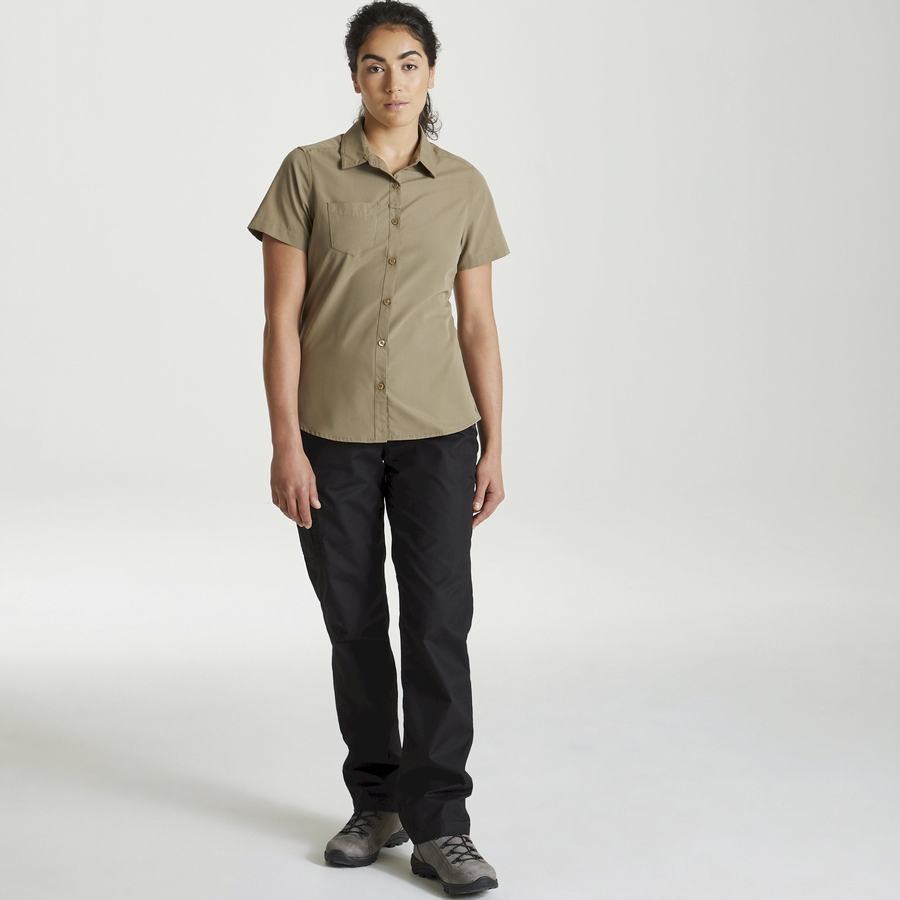 Women's Craghoppers Expert Kiwi Short Sleeved Shirts Khaki | WXF870RW