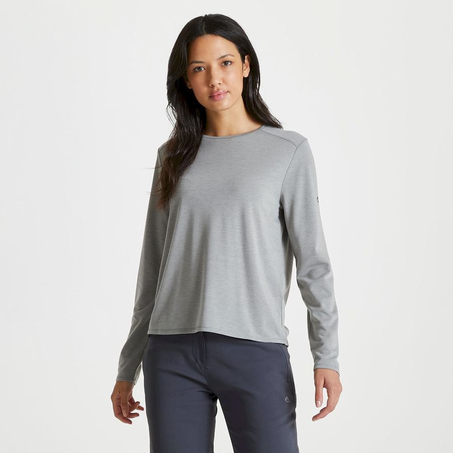 Women's Craghoppers First Layer Long Sleeved T-Shirts Grey | TRG639GH