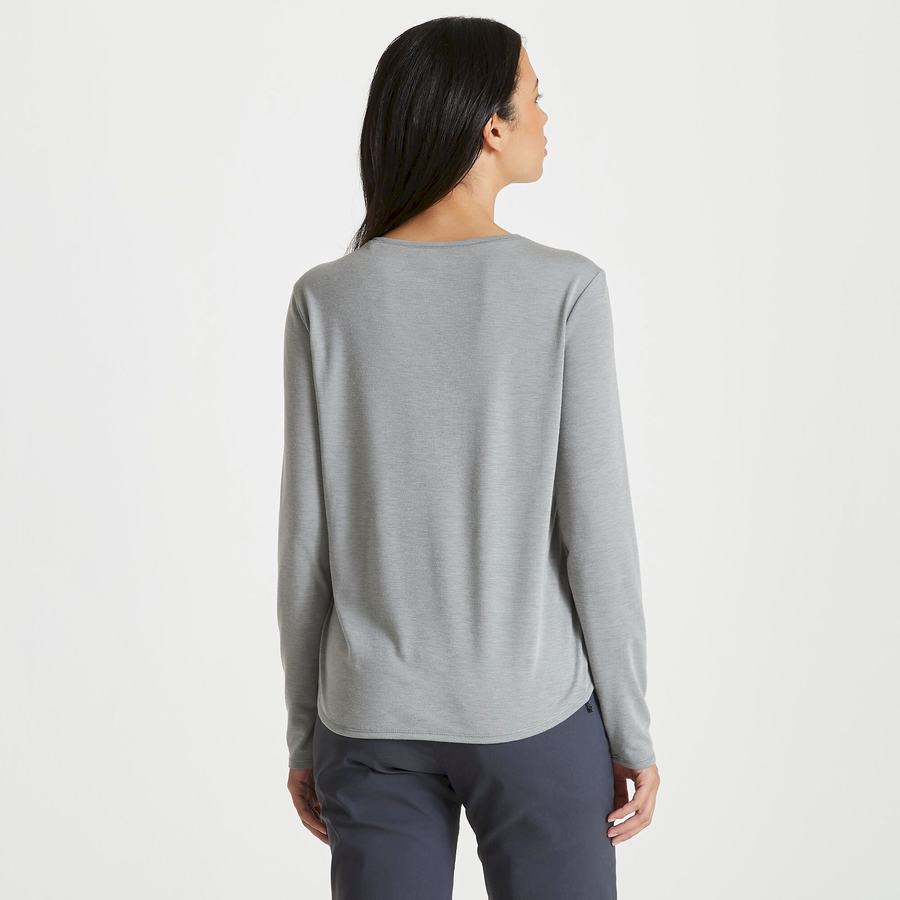 Women's Craghoppers First Layer Long Sleeved T-Shirts Grey | TRG639GH