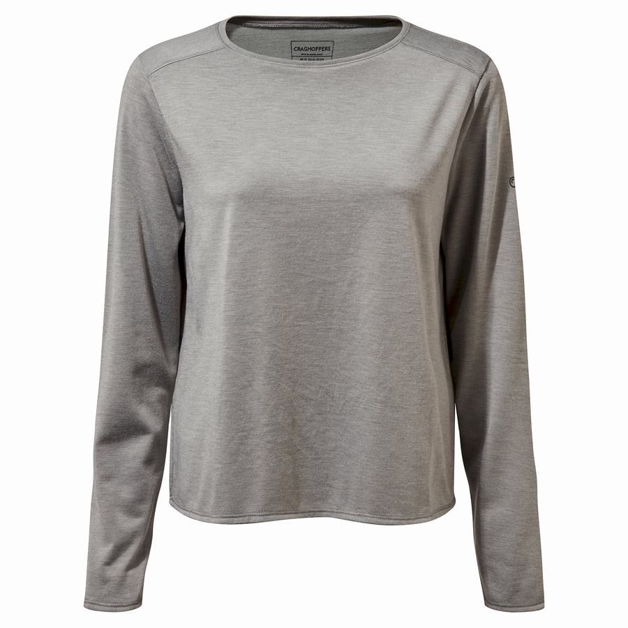 Women's Craghoppers First Layer Long Sleeved T-Shirts Grey | TRG639GH