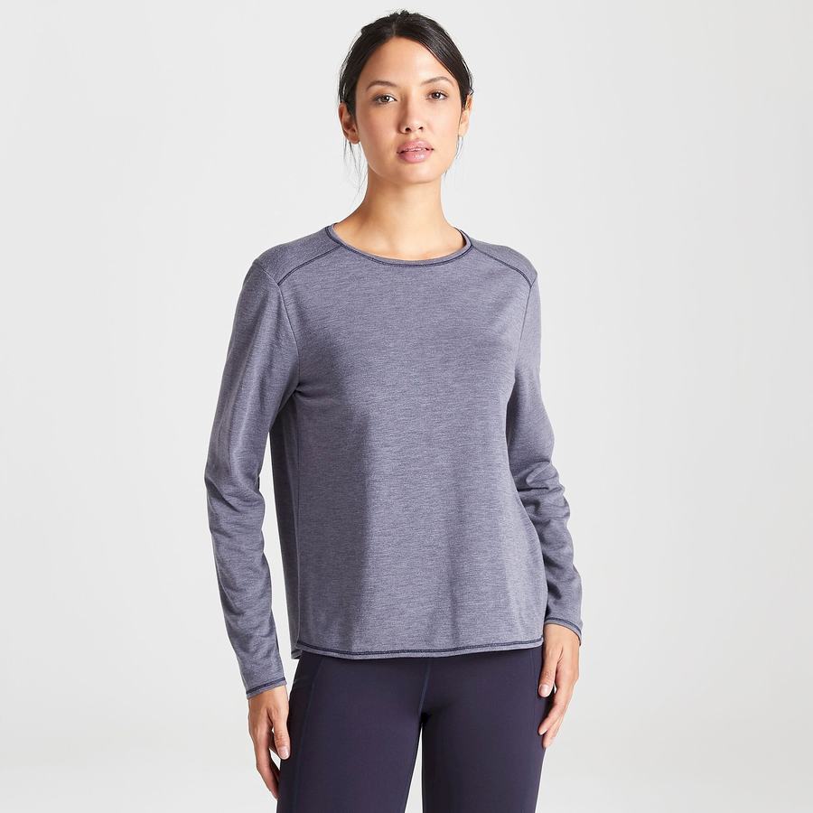 Women's Craghoppers First Layer Long Sleeved T-Shirts Blue Navy | UAA2144XF