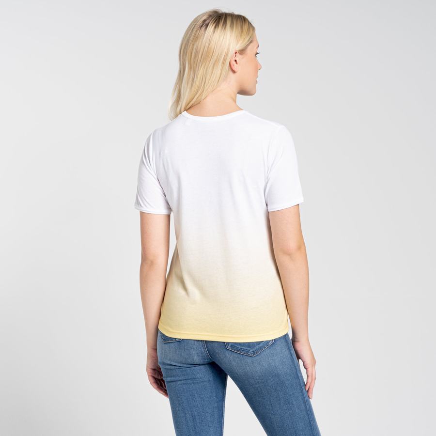 Women's Craghoppers Ilyse Short Sleeved T-Shirts White Yellow | AWL4149FS