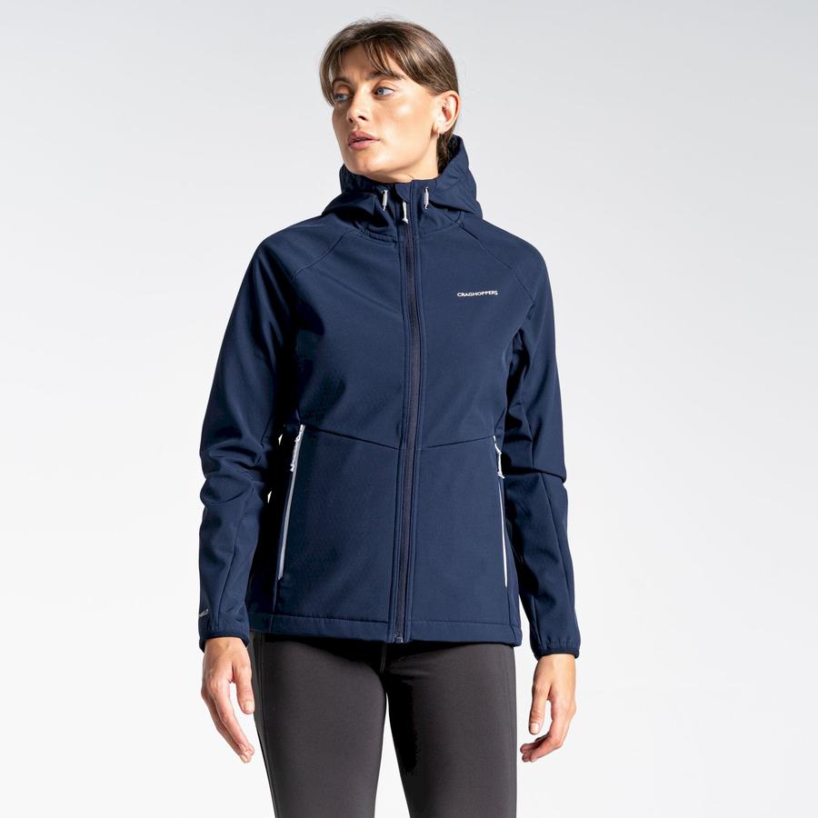 Women's Craghoppers Kalti Weatherproof Hooded Jackets Blue Navy Grey | ZJC9772TK