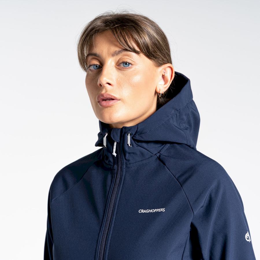 Women's Craghoppers Kalti Weatherproof Hooded Jackets Blue Navy Grey | ZJC9772TK