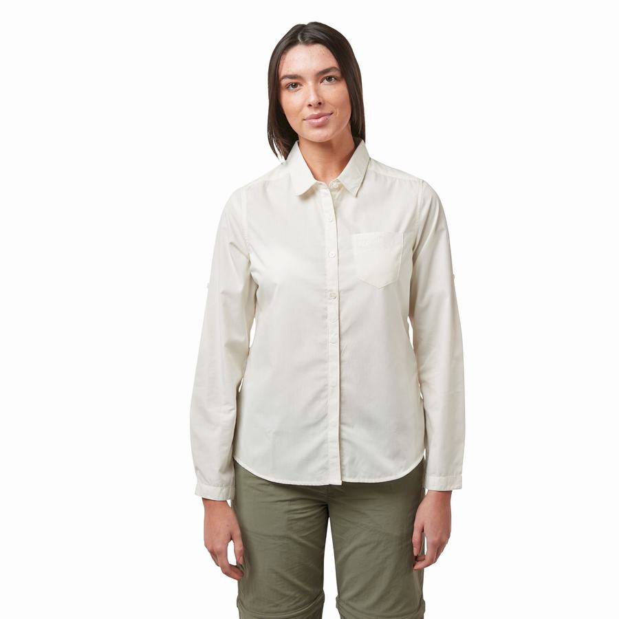 Women's Craghoppers Kiwi II Long Sleeved Shirts White | NXW9150PI