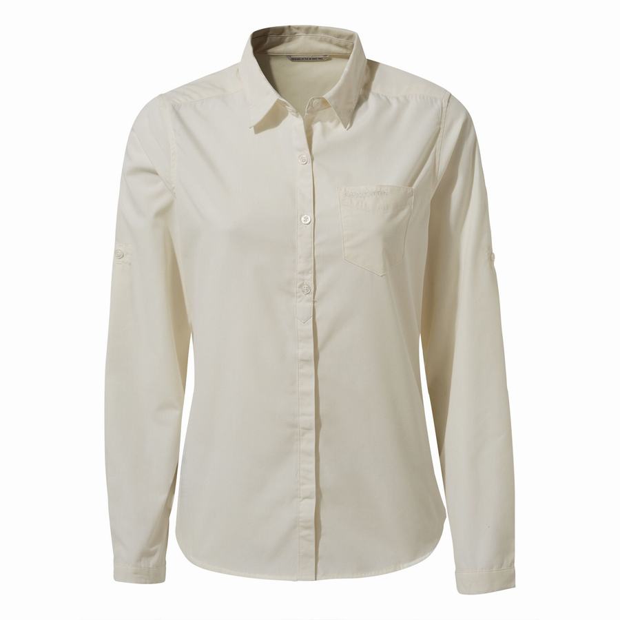 Women's Craghoppers Kiwi II Long Sleeved Shirts White | NXW9150PI