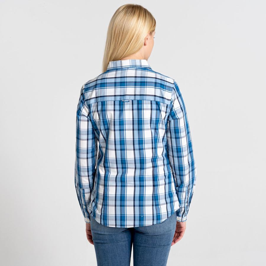 Women's Craghoppers Kiwi II Long Sleeved Shirts Blue | PJS2148GO